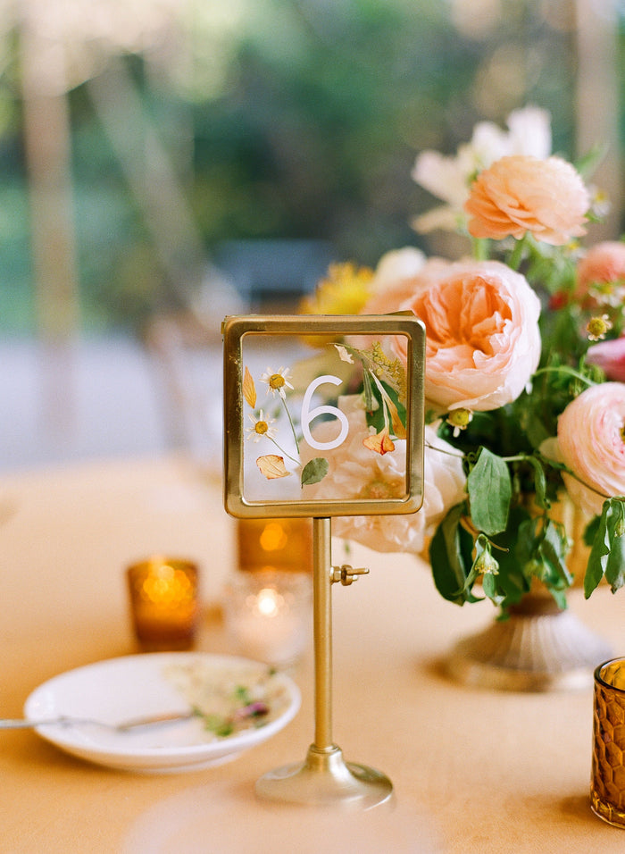 gold table number stands